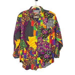 Retro Funky Disco Artsy Colorful Shirt 18 Purple